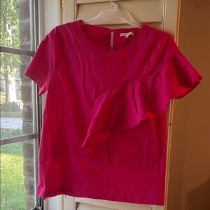 4/$25 SALE XS COTTON Pleione Vibrant Pink Ruffle Sleeve Top